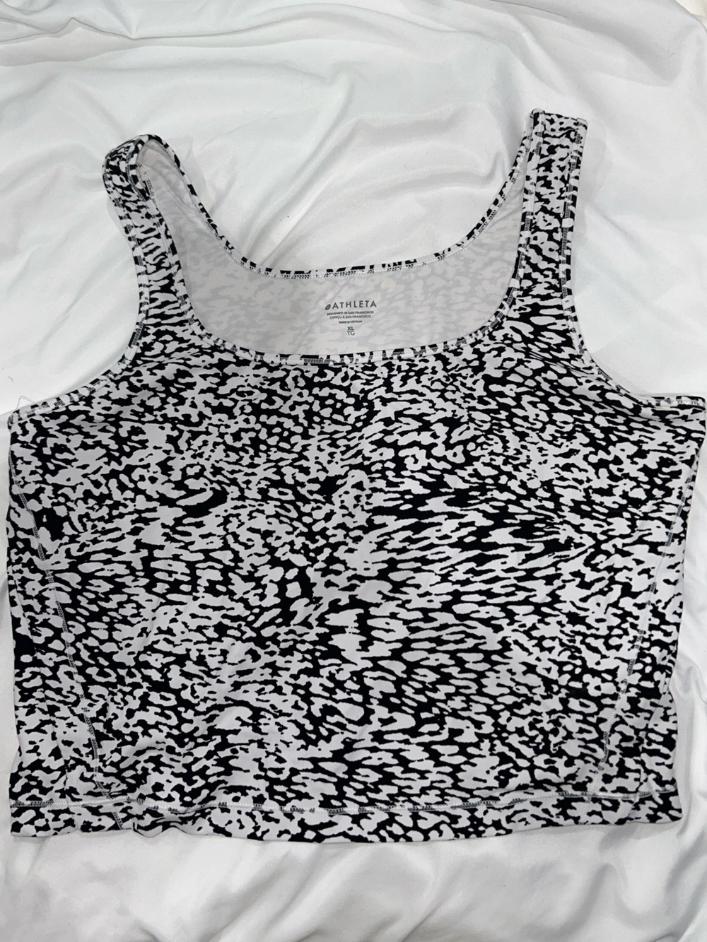 Athleta Black & White Abstract Print Square-Neck Tank
